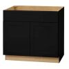 Hampton Bay Avondale 36 in. W x 24 in. D x 34.5 in. H Ready to Assemble Plywood Shaker Sink Base Kitchen Cabinet in Raven Black - Thumbnail 1