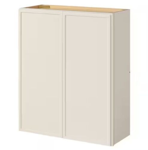 Hampton Bay Leyton 30 in. W x 12 in. D x 36 in. H Ready to Assemble Plywood Slim Shaker Wall Kitchen Cabinet in Antique White - Lot 220JF