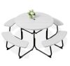 8-Person Circular Picnic Table w/ Umbrella Hole, 4 Benches - Thumbnail 1