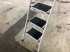 Folding Steel 4-Step Ladder w/ Hand Rail, Wide Steps, 330lbs Capacity - Thumbnail 2