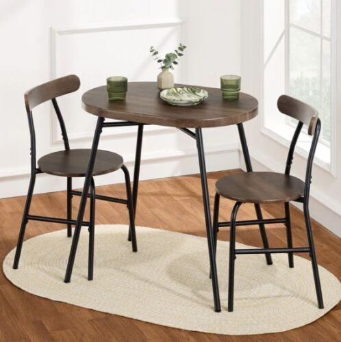 3-Piece Oval Dining Table Set, Small Kitchen Set w/ 2 Chairs - Lot 414