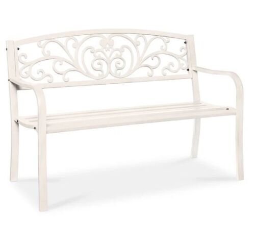 Steel Bench for Outdoor, Patio, Garden w/ Floral Design - 50in - Lot 418