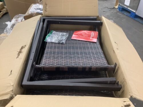 Set of 2 Stackable Wicker Chairs w/ Armrests, Steel Accent Furniture - Lot 717