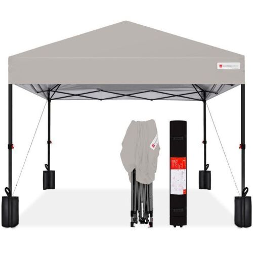One-Person Setup Instant Pop Up Canopy w/ Case, 4 Weight Bags - 8x8ft - Lot 521