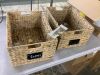Set of 2 Water Hyacinth Pantry Baskets w/ Chalkboard, Marker - 16in - Thumbnail 2