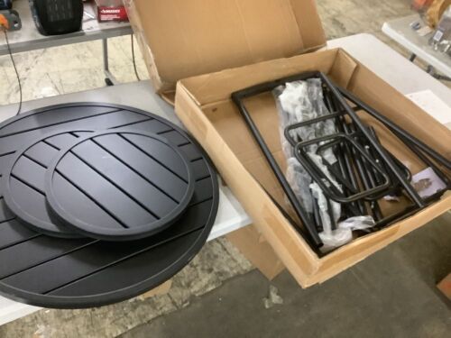 3-Piece Patio Bar Height Bistro Set w/ Backless Stools, Slatted Design - Lot 612