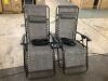 Set of 2 Adjustable Zero Gravity Patio Chair Recliners w/ Cup Holders - Thumbnail 2