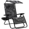 Folding Zero Gravity Recliner Patio Lounge Chair w/ Canopy, Side Tray - Thumbnail 1
