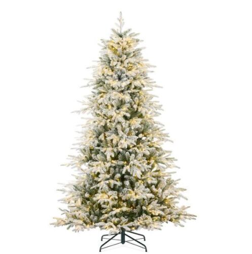 6' Pre-Lit Flocked Full Aspen Christmas Tree w/ 2-in-1 Glowing LED Lights - Lot 103