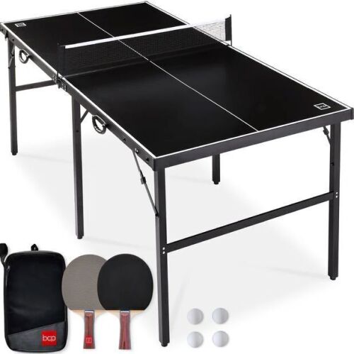 Portable Ping Pong Table Tennis Game Set w/ Paddles, Balls - 6x3ft - Lot 104