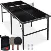 Portable Ping Pong Table Tennis Game Set w/ Paddles, Balls - 6x3ft - Thumbnail 1