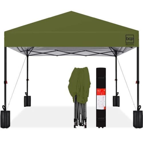 One-Person Setup Instant Pop Up Canopy w/ Case, 4 Weight Bags - 10x10ft - Lot 701