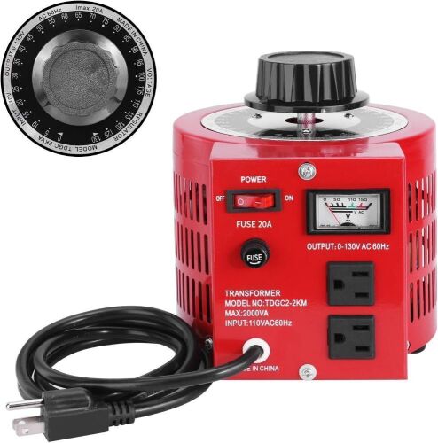 20Amp Variable Transformer Auto AC Voltage Regulator Power Supply, 2000VA Max, 0~130 Volt Output - Lot 381