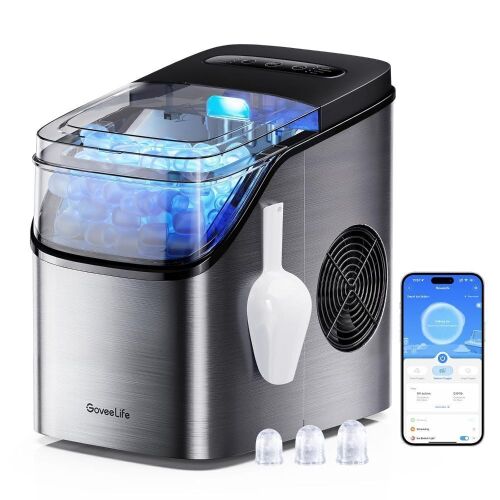 GoveeLife Smart Countertop Ice Maker, 9 Ice Cubes in 6 Minutes 3 Sizes, 26lbs/24Hrs, Self Cleaning RGB Lights - Lot 186