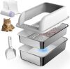 Stainless Steel Sifting Litter Box with Lid - Thumbnail 1