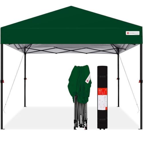 One-Person Setup Instant Pop Up Canopy w/ Case, 4 Weight Bags - 10x10ft - Lot 601