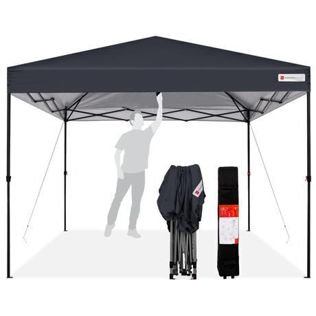 One-Person Setup Instant Pop Up Canopy w/ Case, 4 Weight Bags - 10x10ft - Lot 602