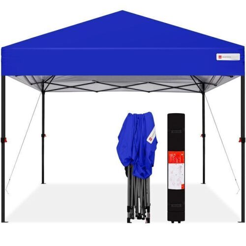One-Person Setup Instant Pop Up Canopy w/ Case, 4 Weight Bags - 10x10ft - Lot 604