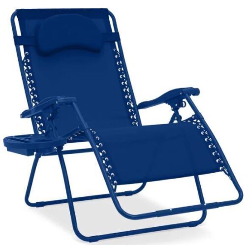 Oversized Reclining Zero Gravity Chair Lounger w/ Cup Holder, Pillow - Lot 496