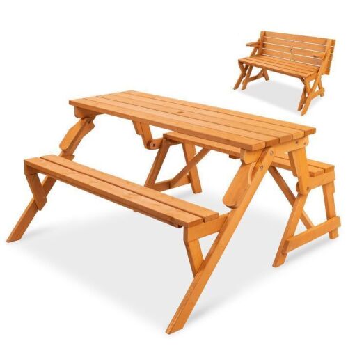 2-in-1 Outdoor Interchangeable Wooden Picnic Table/Garden Bench - Lot 107