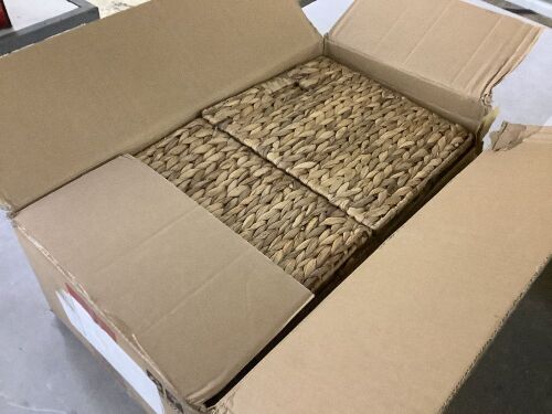 Set of 5 Collapsible Hyacinth Storage Baskets w/ Inserts 13x13in - 1 Basket Damaged - Lot 402