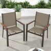 Set of 2 Stackable Textilene Chairs w/ Armrests, Dining Accent Furniture - Thumbnail 1