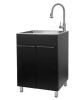 Presenza All-in-One 24 in. x 21.2 in. x 33.9 in. Stainless Steel Drop-In Sink and Cabinet with Faucet in Black - Thumbnail 1