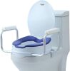 Padded Elevated Toilet Seat with Handles, 5 Inch Height - Thumbnail 1