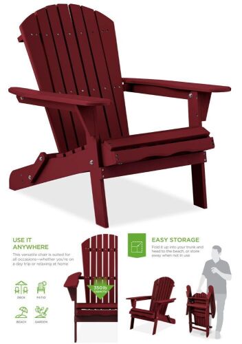 Folding Wooden Adirondack Chair, Accent Furniture w/ Natural Woodgrain - Lot 177