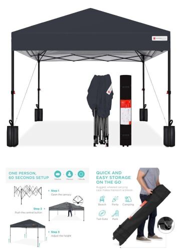 One-Person Setup Instant Pop Up Canopy w/ Case, 4 Weight Bags - 12x12ft - Lot 183