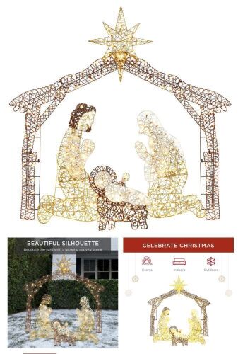 Lighted Christmas Nativity Scene Outdoor Decor with LED Lights - 6ft - Lot 188