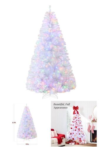 Pre-Lit Hinged Artificial White Pine Christmas Tree w/ Multicolor Lights - Lot 192