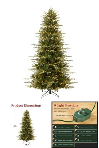 Pre-Lit Artificial Aspen Slim Noble Fir Christmas Tree w/ Metal Stand - Lot 197
