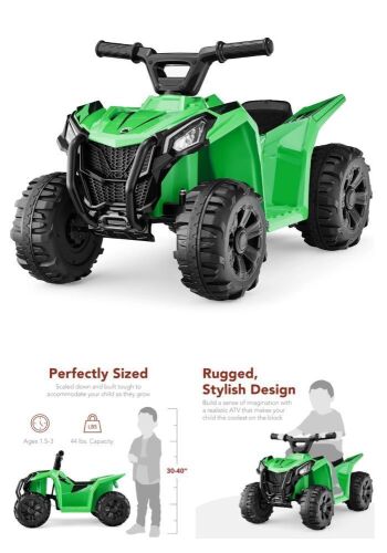 6V Kids Ride-On 4-Wheeler Quad ATV Car w/ 1.8mph Max Speed, Treaded Tires - Lot 208