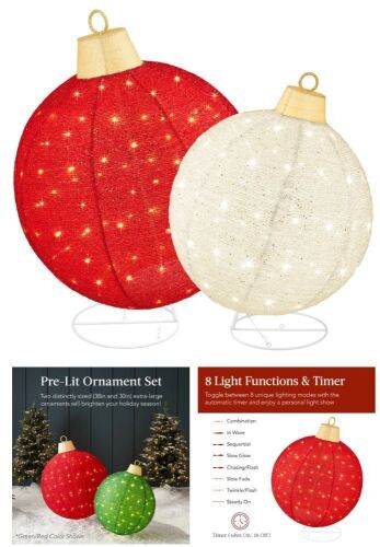 2pc Lighted Pop-Up Christmas Ornaments Decoration w/ 180 LED Lights, Stand - Lot 227