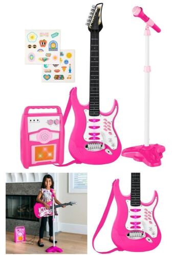 Kids Electric Guitar Toy Play Set w/ 6 Songs, Microphone, Amp - Lot 229