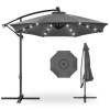 Solar LED Offset Hanging Patio Umbrella w/ Crank Tilt Adjustment - 10ft - Thumbnail 1