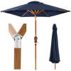 Outdoor Woodgrain Pattern Patio Umbrella Decoration w/ Tilt, Crank - 10ft - Thumbnail 1