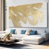 XIANSHOU Wall Decorations for Living Room Gold and White Abstract Canvas Art Oil Painting Large Minimalist Decor Wall Art for Office Bedroom Home - Thumbnail 1