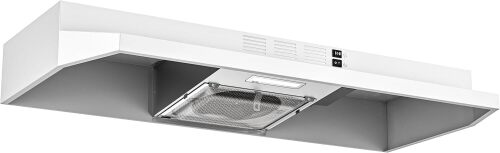 FIREGAS Range Hood 36 inch Under Cabinet, Ducted/Ductless Convertible Kitchen Hood, White Painted Stainless Steel Vent Hood with LED Light,2 Speed Exhaust Fan - Lot 1678