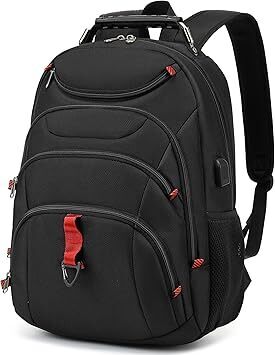 Boavan Laptop Backpack for men, 15.6 inch Laptop Bag with USB Port, Waterproof Travel Work Backpack Purse, Anti-Theft Teacher Nurse Doctor Casual Bookbags Office Business backpack，Black - Lot 1679
