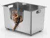 Enclosed Stainless Steel Cat Litter Box, 13.8" High Sides, Extra Large Litter Box - Thumbnail 1