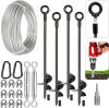 Tinnmao 30 Inch Ground Anchors Heavy Duty, Shed Tie Down Anchor Kit with Galvanized Cable & Turnbuckles, Screw-in Earth Anchors for Sheds, Swing Set, Mobile Homes, Trampolines - Thumbnail 1