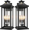 20" Large Dusk to Dawn Outdoor Lights 3-Light, 2 Pack Black Modern Exterior Lighting Fixtures Photocell Sensor Outside Porch Lights Wall Mount, Waterproof Patio Exterior Sconce Lamps E12 (Bulbs not Included) - Thumbnail 1