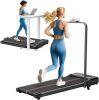 Walking Pad with Handle Bar and Incline, 3.0HP Portable Small Treadmills with Handles for Home Small Spaces, 0.6-6.2MPH Electric Compact Walking Pads Treadmills with Incline, 320LB Capacity - Thumbnail 1