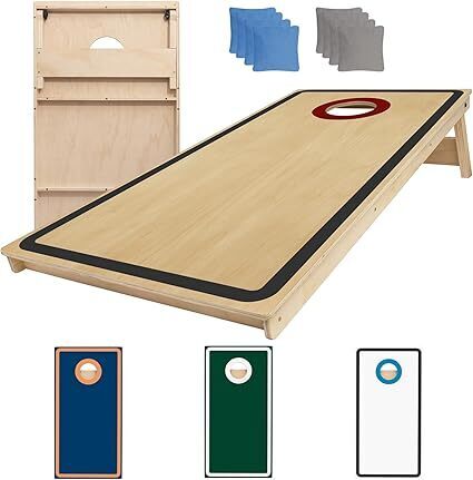 Cornhole Board Set - No Bounce,Regulation Size 4x2 ft,Made of 1/2" Pine Plywood,UV Printing Includes 8 Bean Bags and 2 Cornhole Boards,Perfect for Outdoor Games and Gatherings - Lot 1747