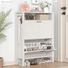 Shoe Cabinet with 2 Flip Drawers & Open Storage, Shoe Organizer Space Saver with Wood Legs, Freestanding Shoe Cabinet Organizer & Narrow Shoe Rack Cabinet for Entryway/Closet, White - Thumbnail 1