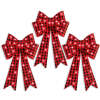 Set of 3 Pre-Lit Christmas Bow Decoration, LED Holiday Decor w/ 8 Functions - Thumbnail 1