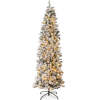 Pre-Lit Snow Flocked Artificial Pencil Christmas Tree 6ft - Thumbnail 1