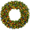 Pre-Lit Artificial Fir Christmas Wreath w/ Multicolor LED Lights, PVC Tips - Thumbnail 1